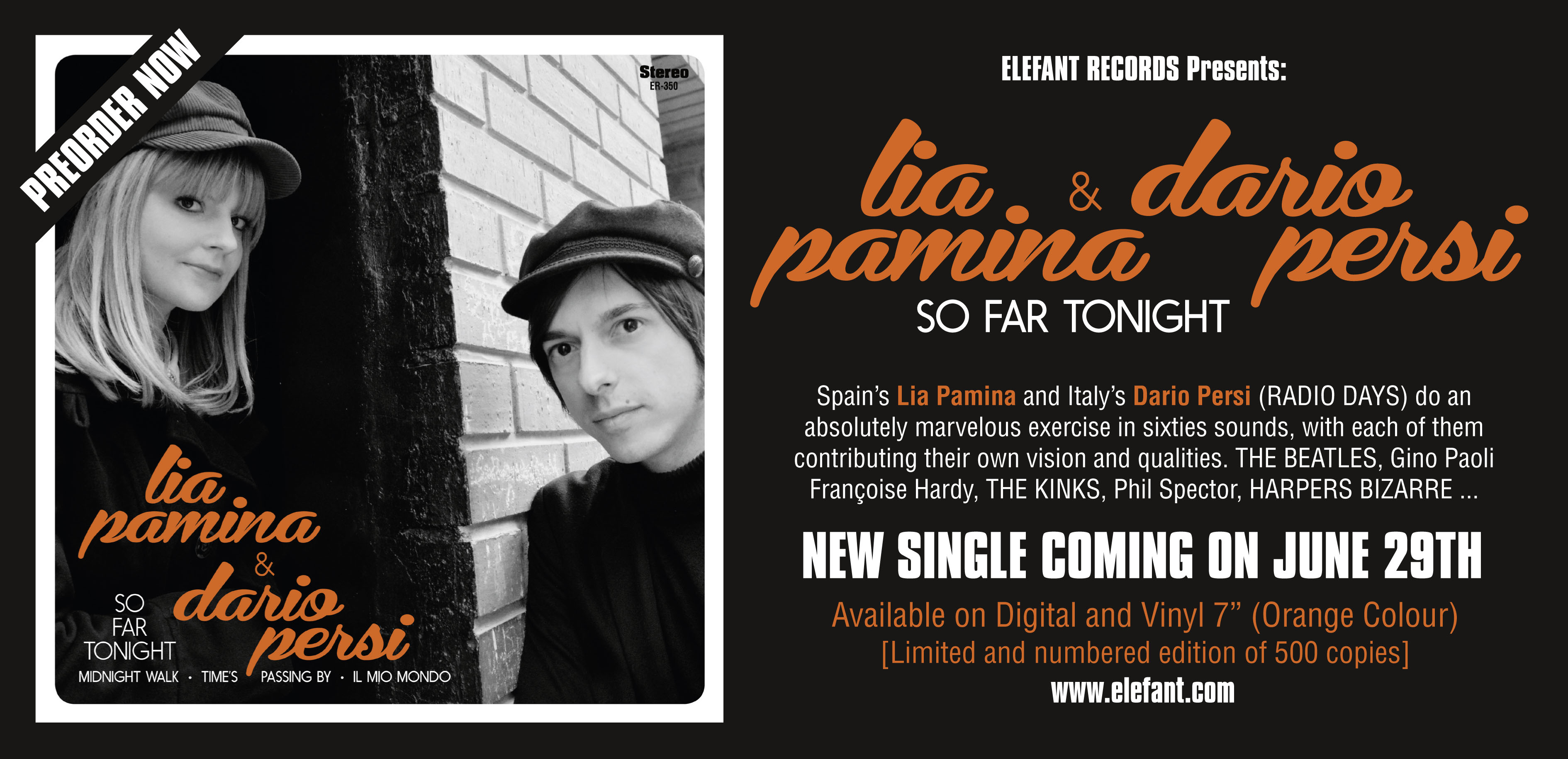 Lia Pamina & Dario Persi "So Far Tonight" Single 7" 