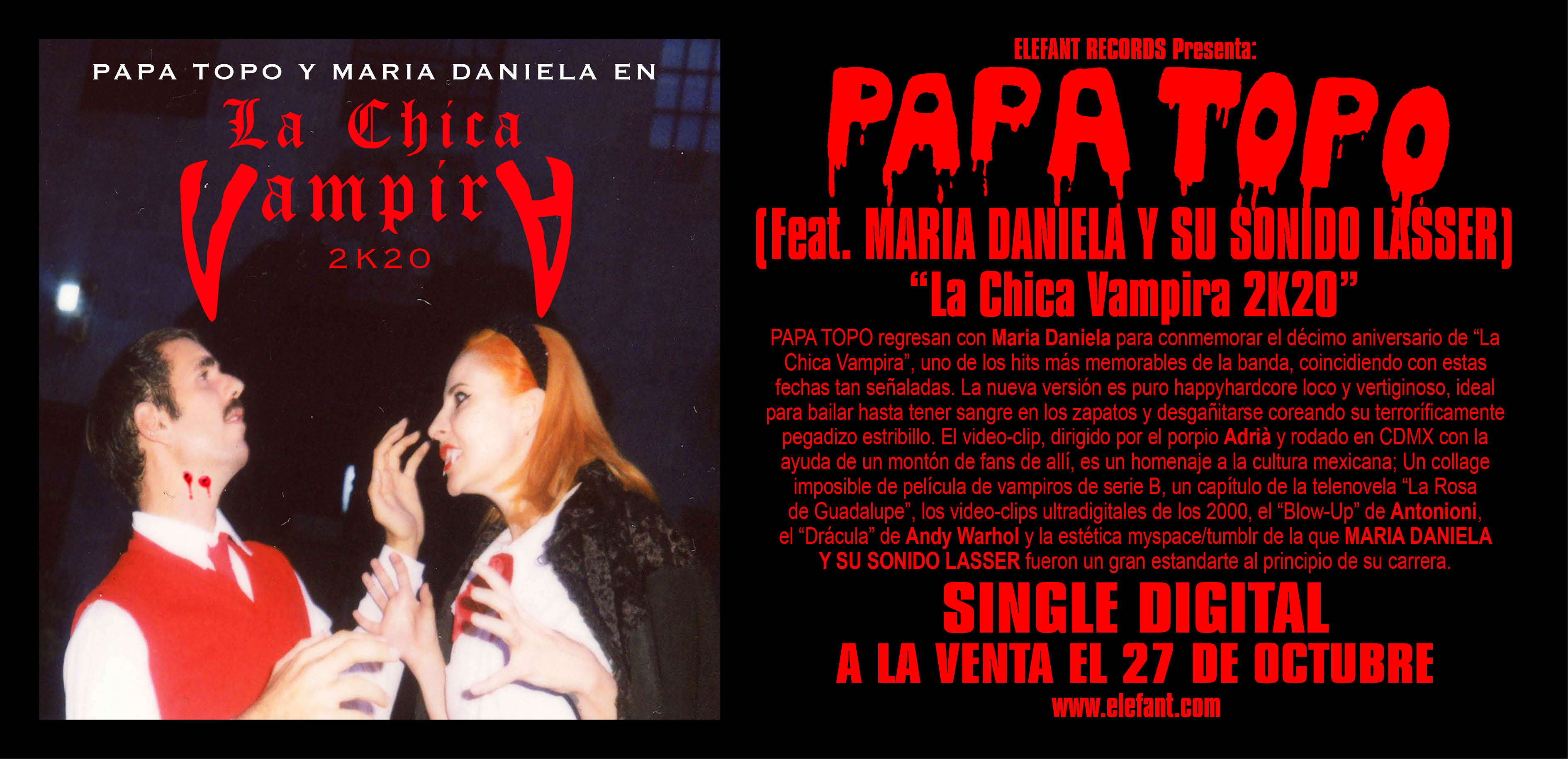 Papa Topo "La Chica Vampira 2k20 (Feat. María Daniela Y Su Sonido Láser)" Single Digital