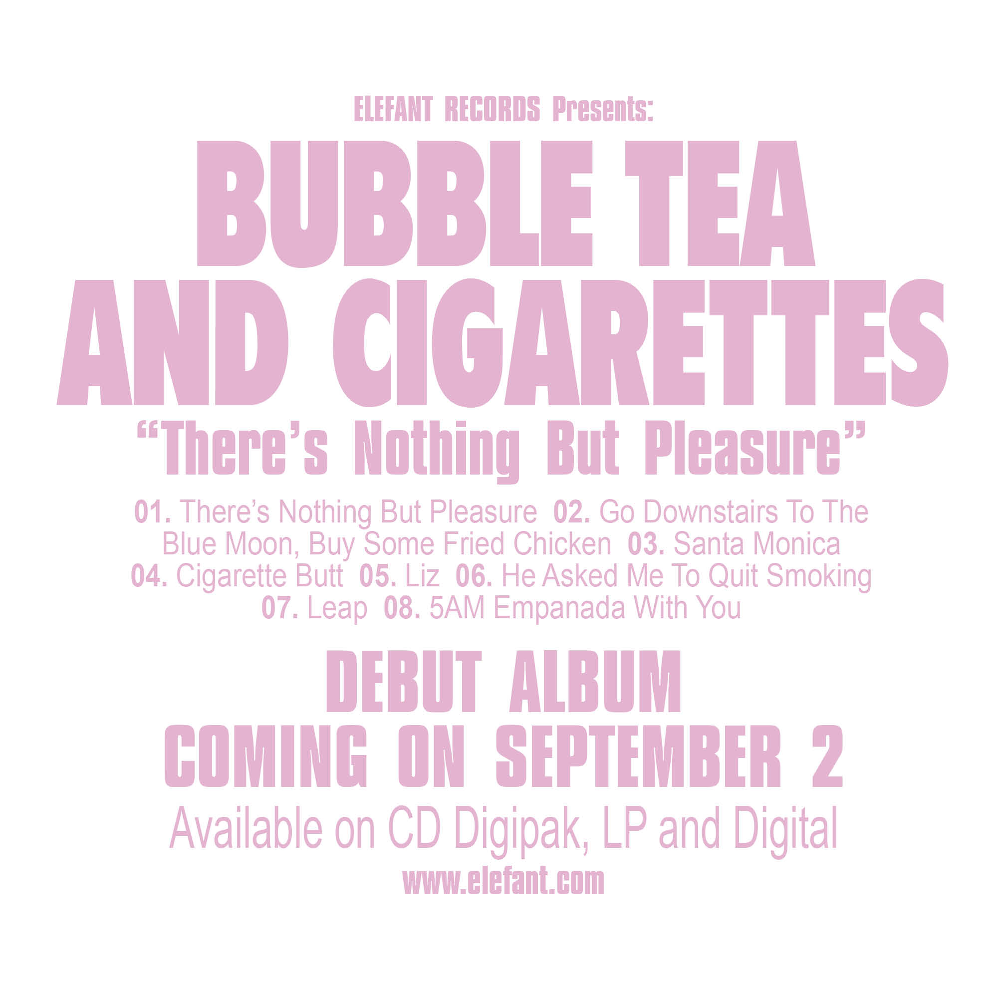 BUBBLE TEA AND CIGARETTES "There’s Nothing But Pleasure" LP/CD