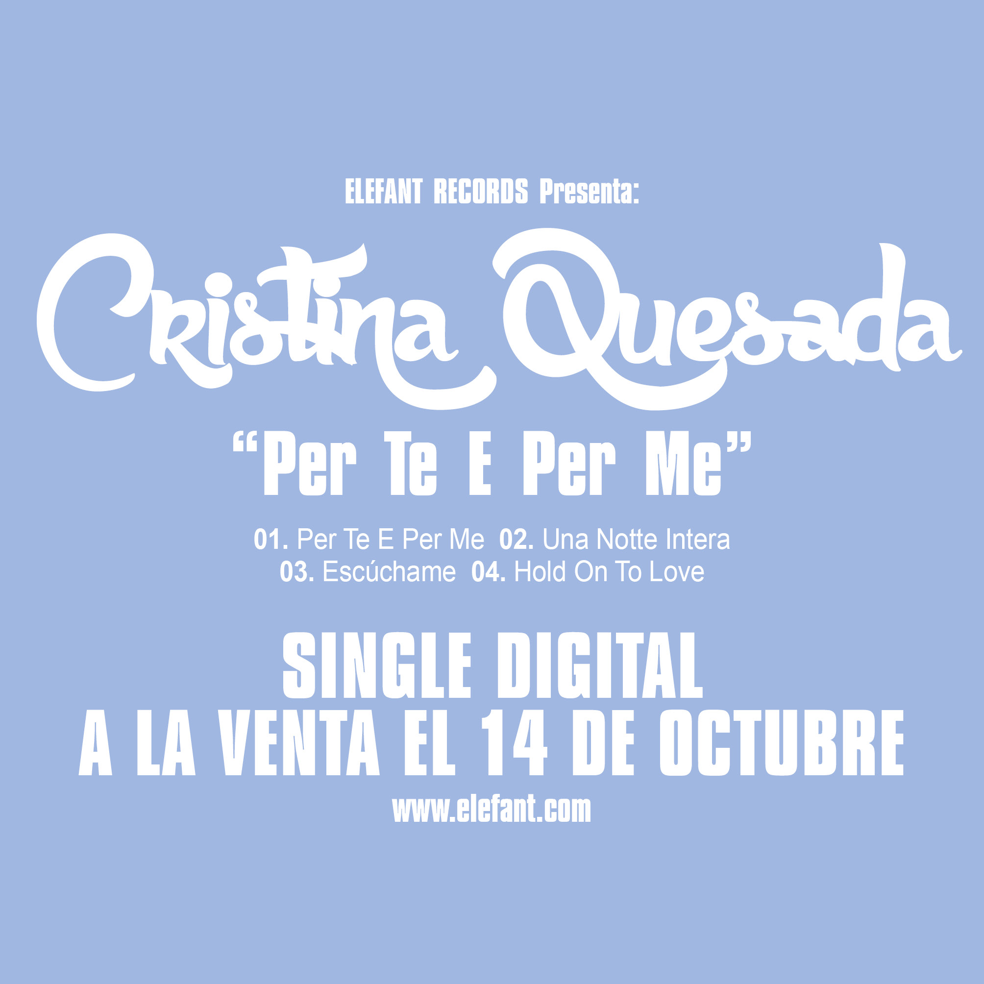CRISTINA QUESADA "Per Te E Per Me" Single Digital