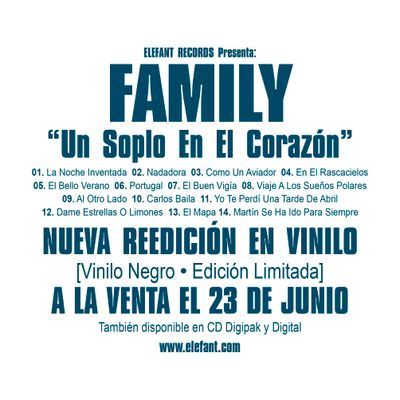 FAMILY "Un Soplo En El Corazón" Reedición en vinilo 2023