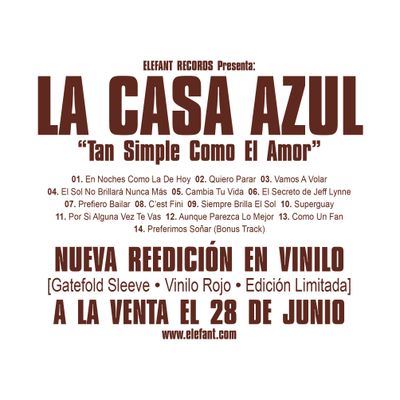 LA CASA AZUL: reediciones en vinilo "Tan Simple Como EL Amor"