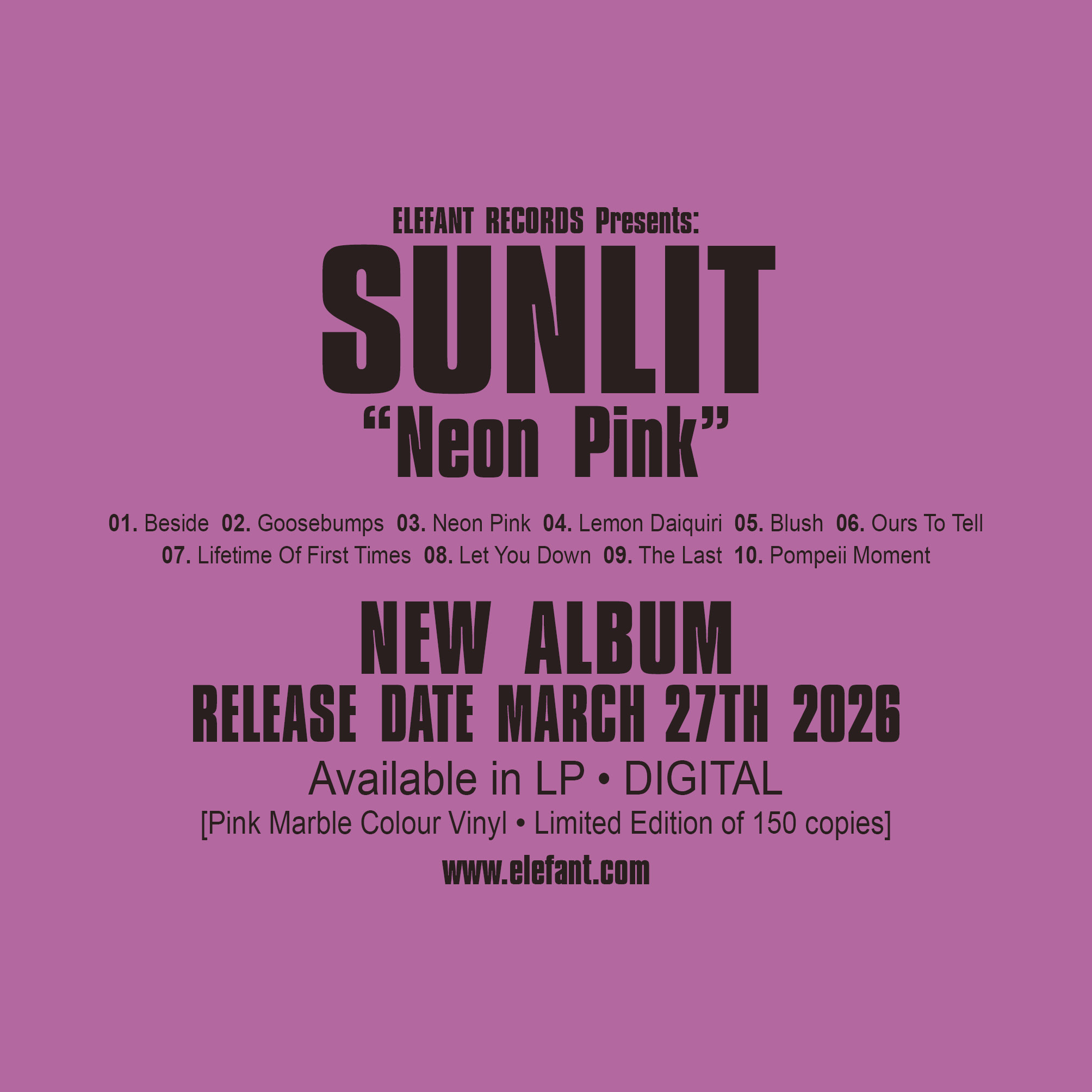 SUNLIT "Neon Pink" Álbum