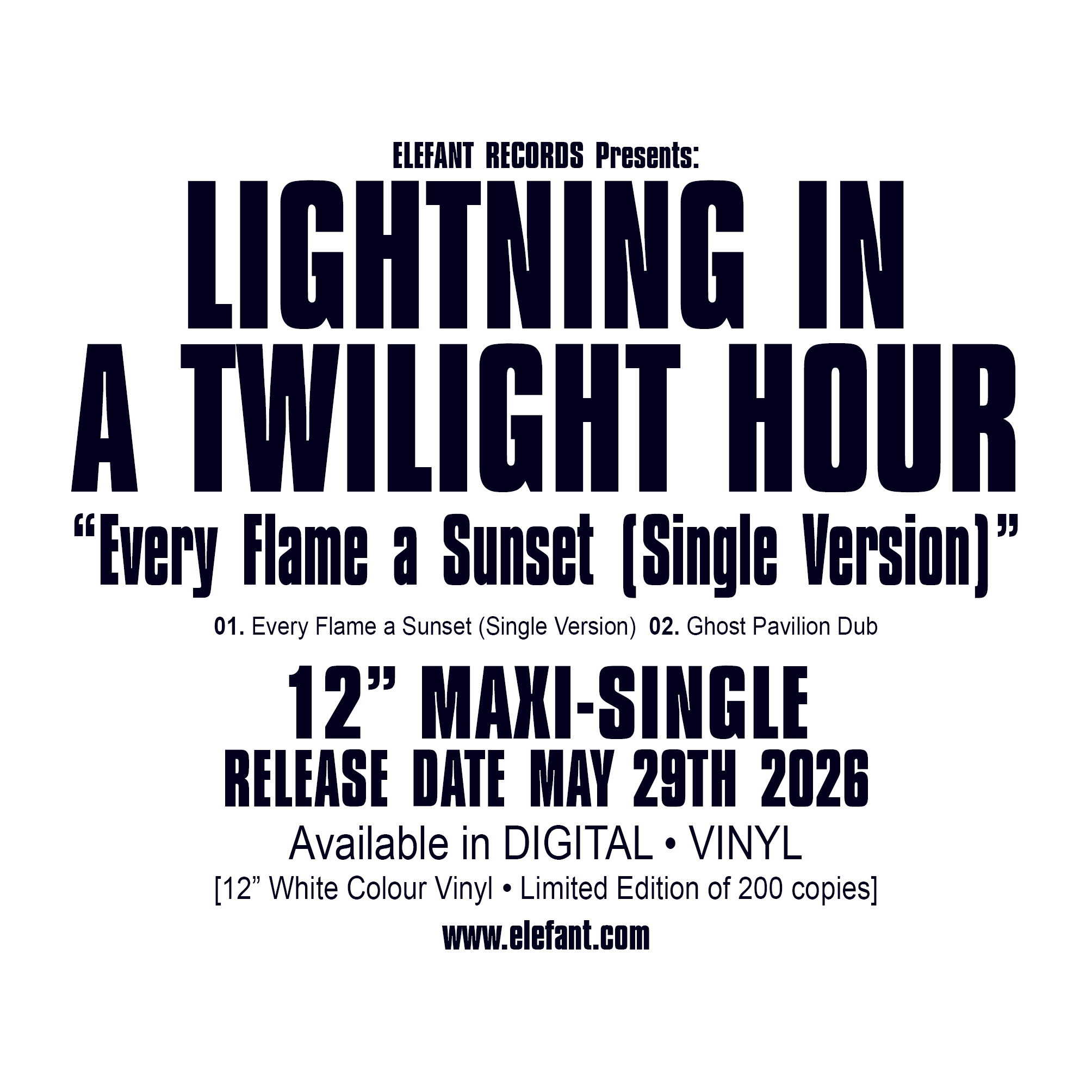 LIGHTNING IN A TWILIGHT HOUR "Every Flame A Sunset (Single Version)